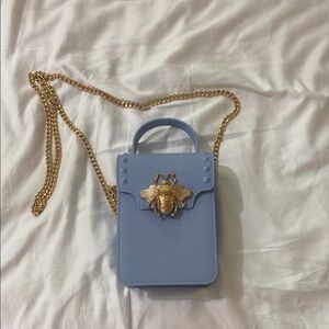 Blue and Gold Women's Bag with Chain Strap